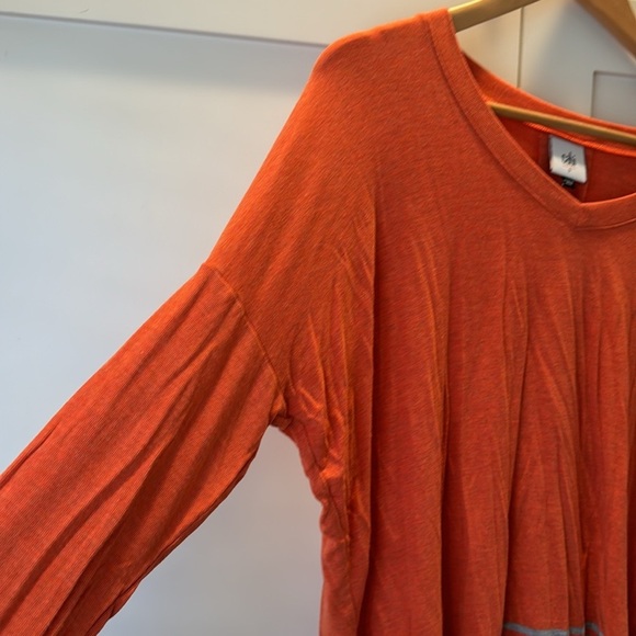 Cabi Shirt Women’s Orange With Gray Stripes Small S Long Sleeve Hang Out  Top - Picture 3 of 9